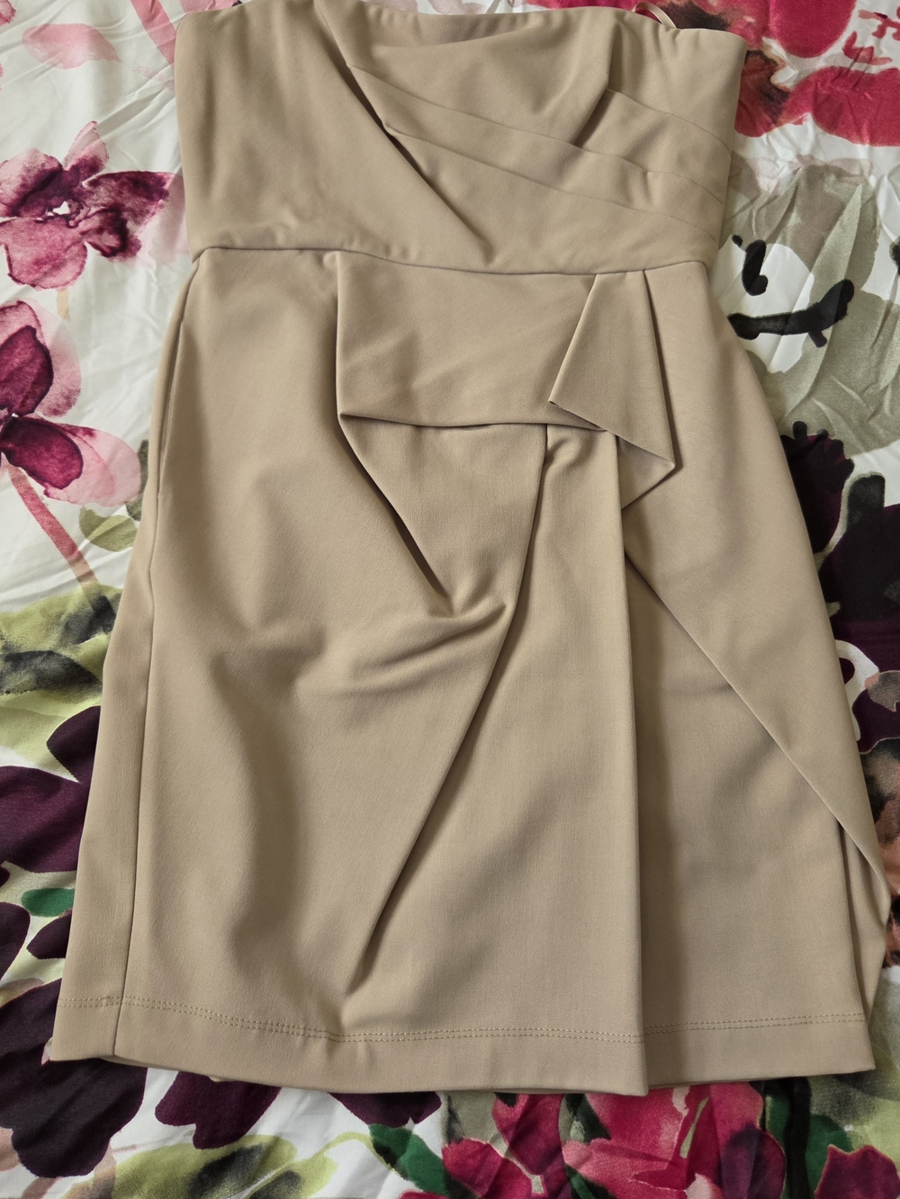 BCBGMaxAzria Nude Beige Strapless Draped Pencil Skirt Cocktail Dress